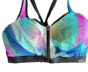 Victorias Secret VSX Womens Sports Bra 34D Knockout Double Bra Racerback Zipper